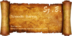 Szende Barna névjegykártya